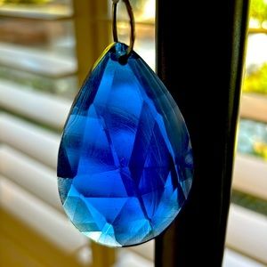 Blue Faceted Crystal Ornaments, set of 10